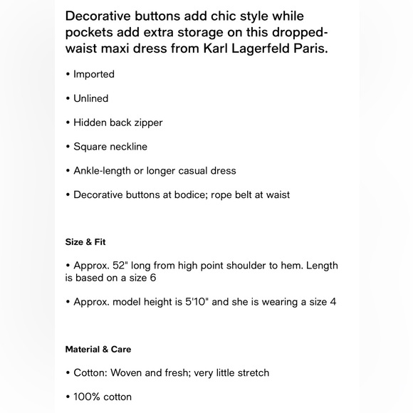 KARL LAGERFELD PARIS . Chic stile . MAXI DRESS / imported - Picture 5 of 5